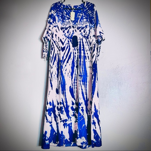 Cheng Xin | Super Soft Blue Tir Dye Pattern Dress Beach Dress // XL - Picture 1 of 13